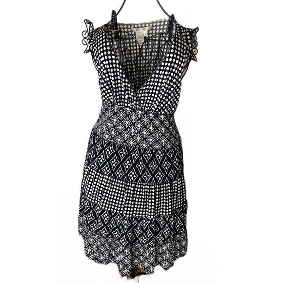 Studio M Tiered Geometric Print Dress Womens Size Large - Picture 1 of 11